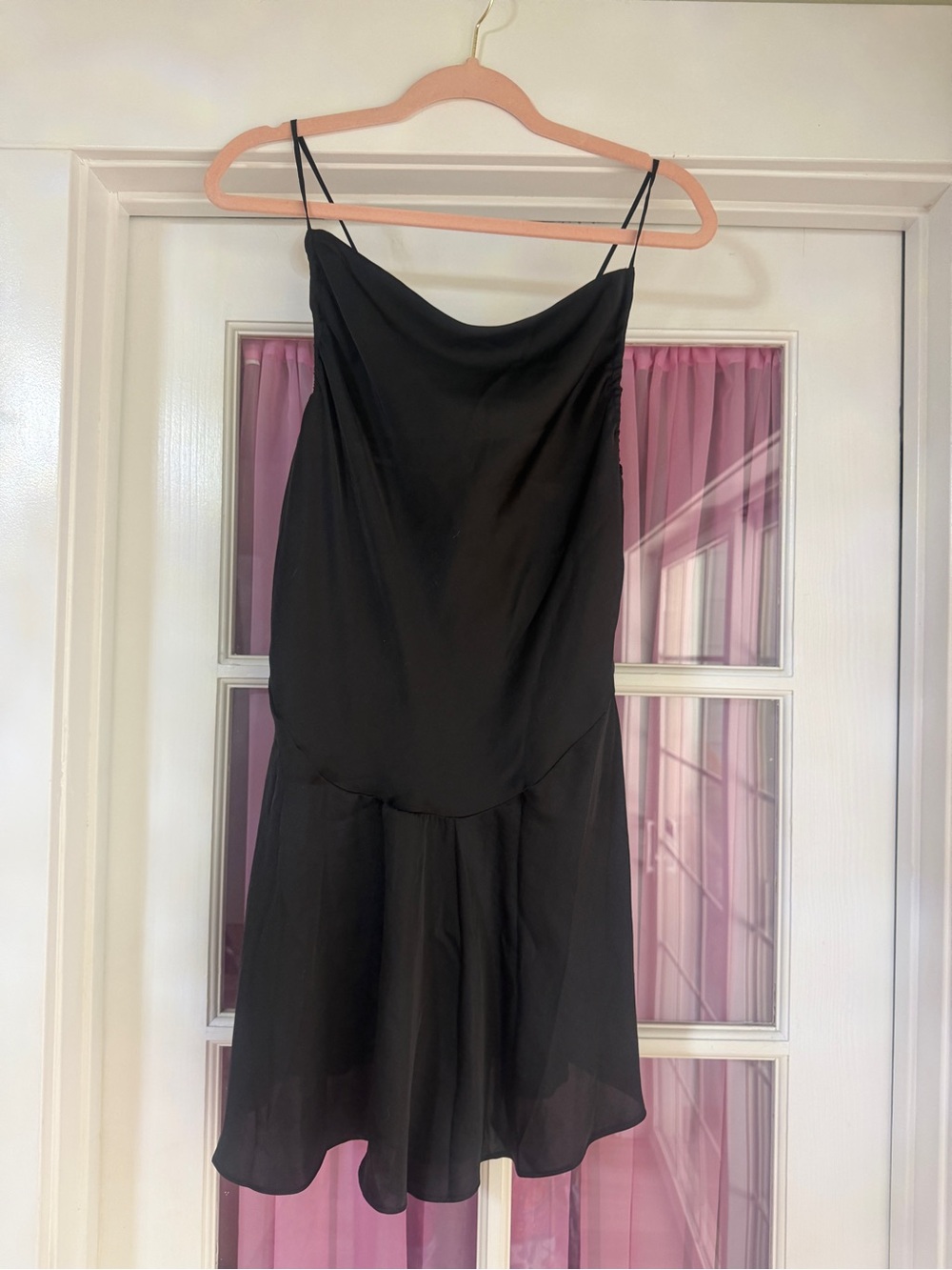 Free Peopke Black Slip Dress with Spaghetti Straps